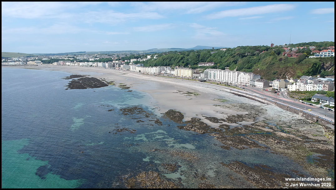 Aerial view of Douglas Promenade, Isle of Man 14/6/20